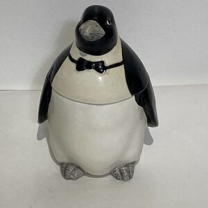 OTAGIRI Penguin Ceramic Figurine Music Trinket Box Japan Wind Up Musical Vtg